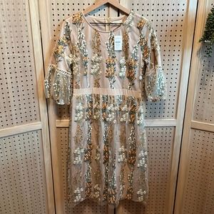 NWT Bohme Embroidered Floral Dress